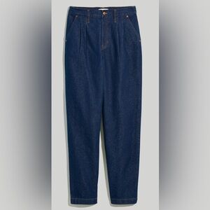 Madewell-Baggy Straight Jeans in Woodham Wash: Pleated Edition